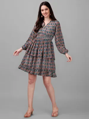 dresses for Women western wear Geometrical Green Dress