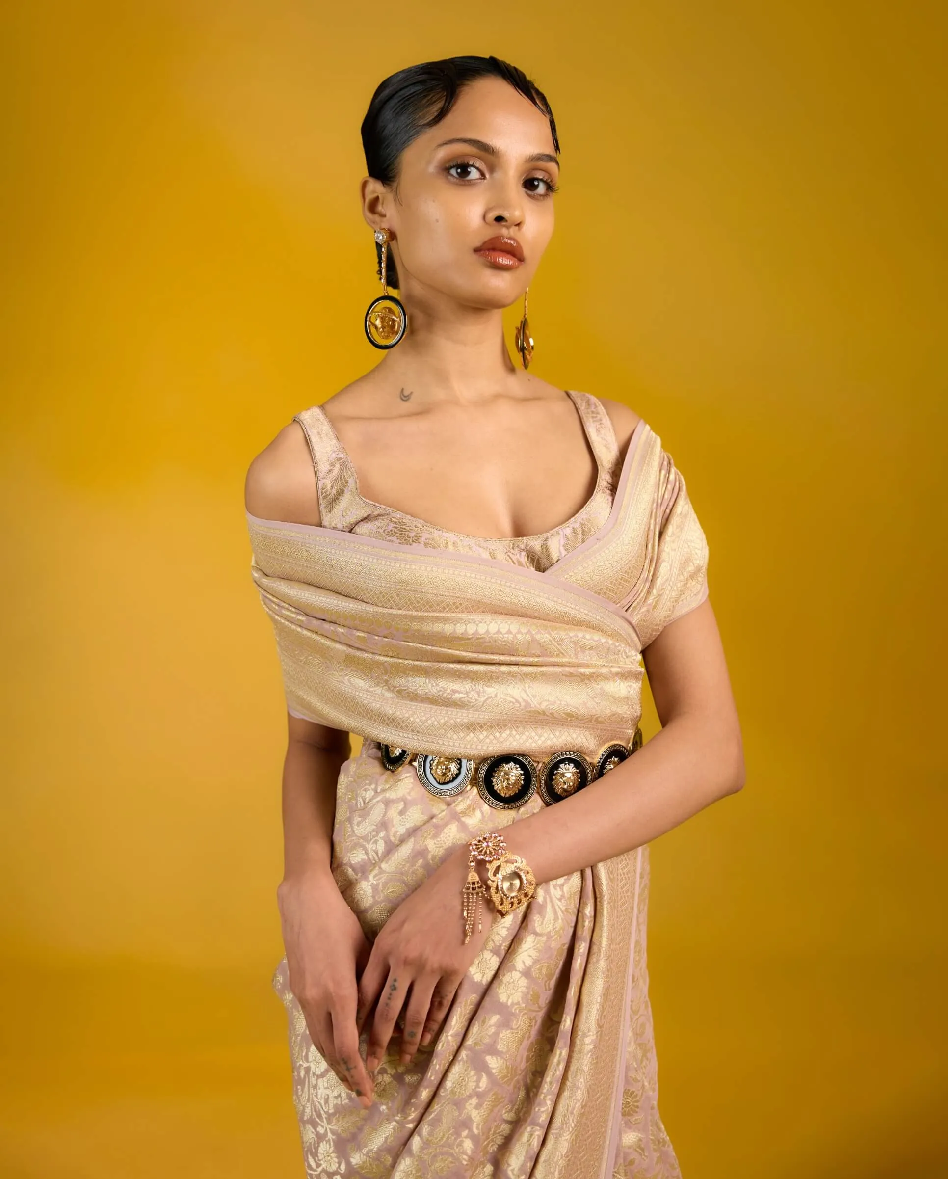 Dusky rose chiffon sari