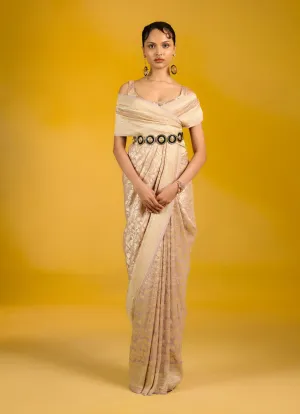 Dusky rose chiffon sari
