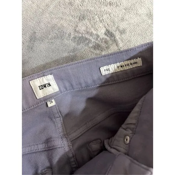 Edwin Skinny Jean Womens Size 26 Silver Lining Pixie 9&quot; Mid Rise Casual Chic NWT