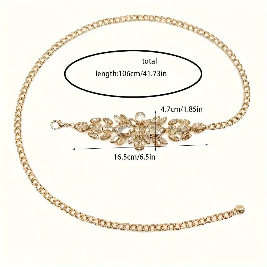 Elegant Adjustable Rhinestone Chain Belt