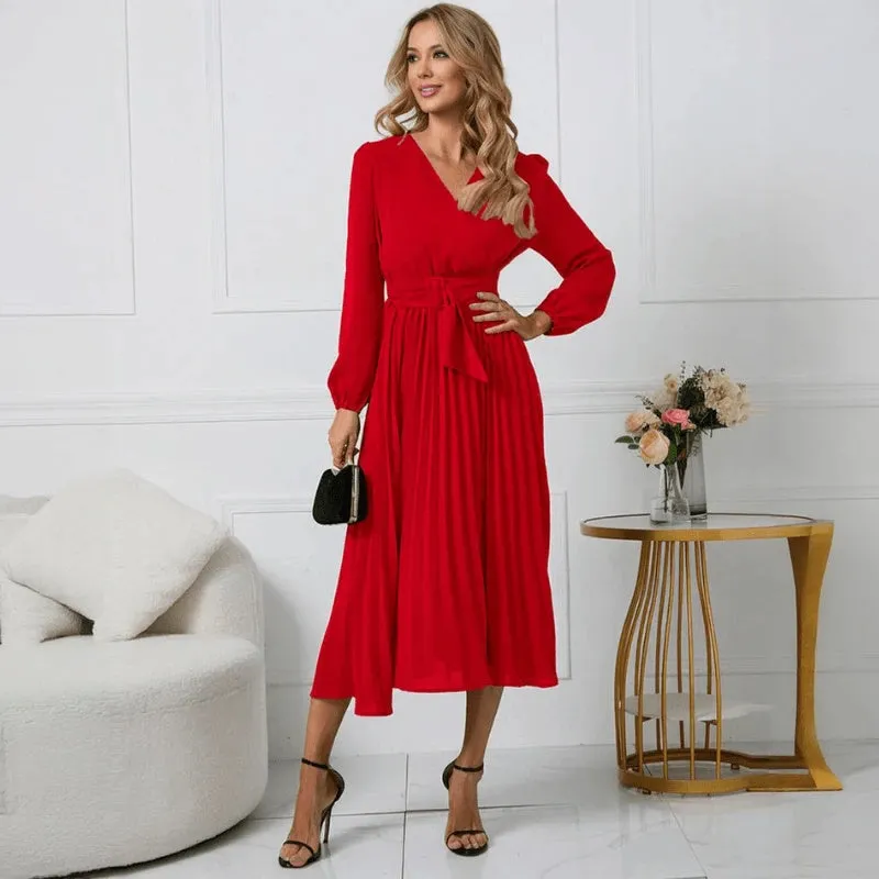 Elegant Midi Dress with Wrap Design