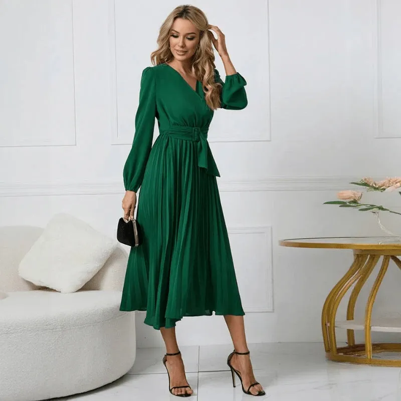 Elegant Midi Dress with Wrap Design