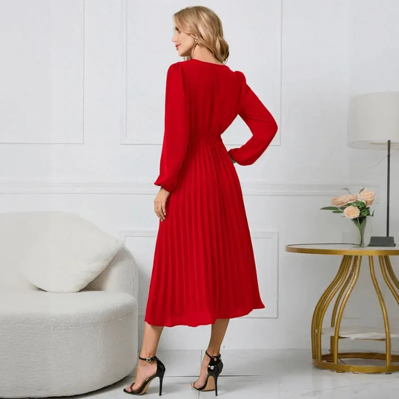 Elegant Midi Dress with Wrap Design