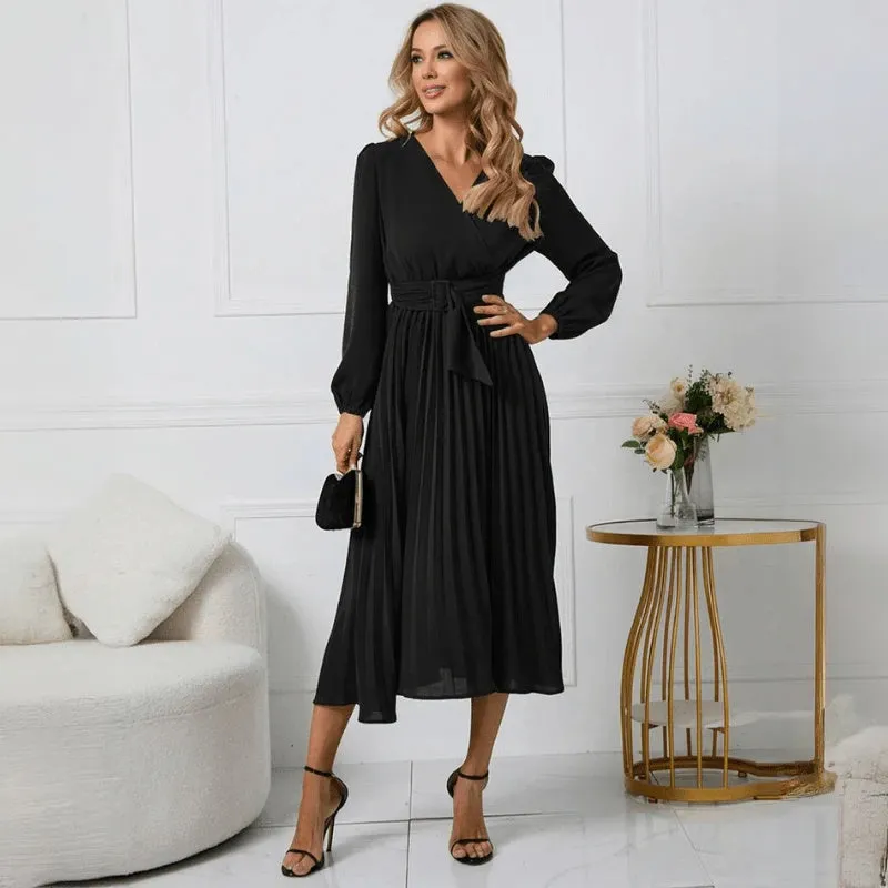 Elegant Midi Dress with Wrap Design