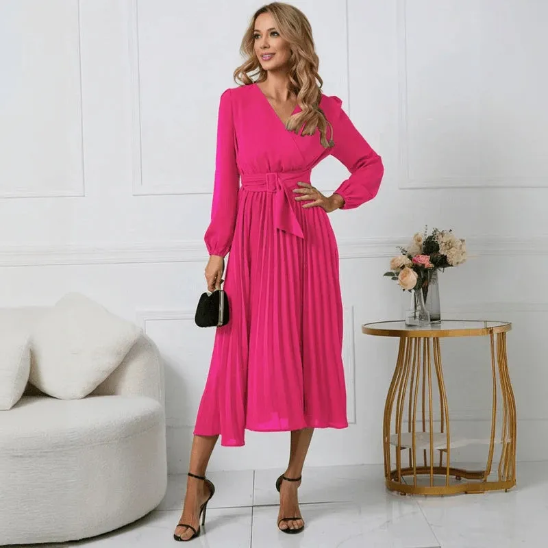 Elegant Midi Dress with Wrap Design