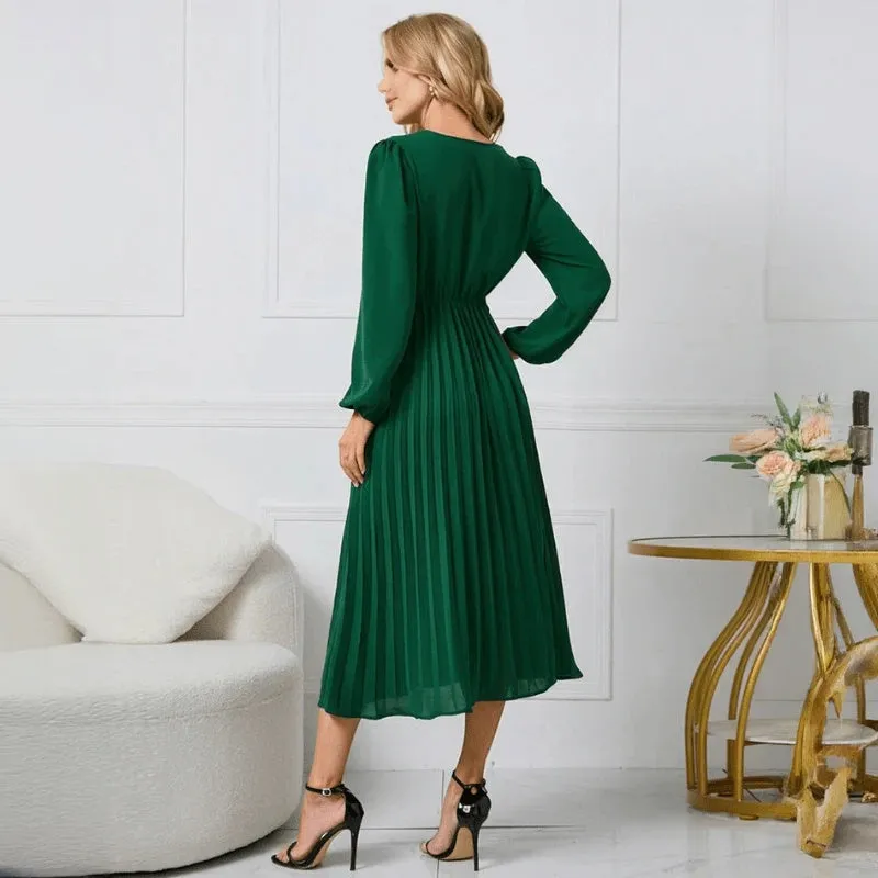 Elegant Midi Dress with Wrap Design