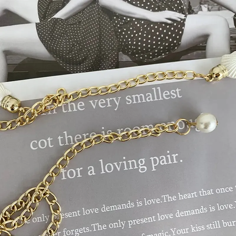 Elegant Pearl Chain Belt