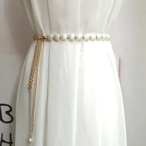 Elegant Pearl Chain Belt