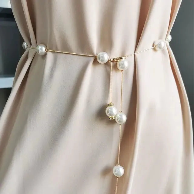 Elegant Pearl Chain Belt