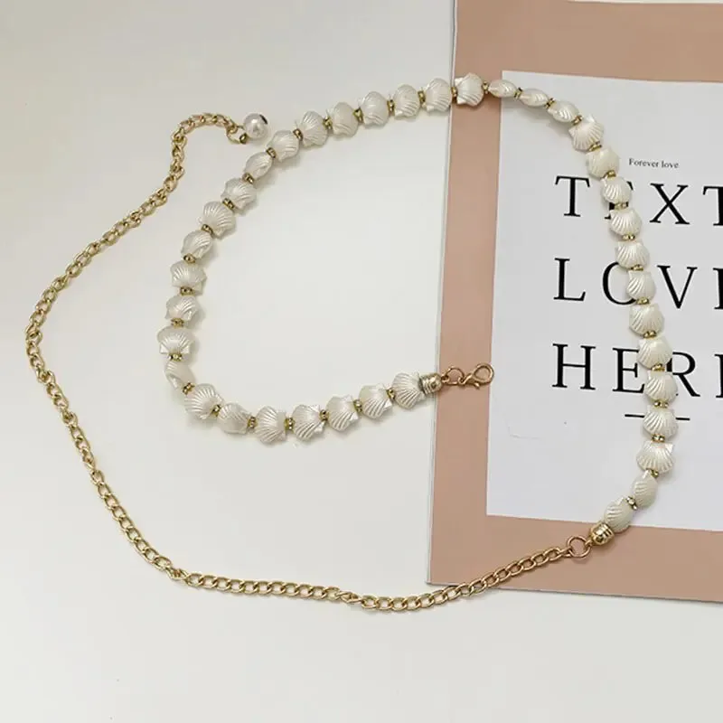 Elegant Pearl Chain Belt