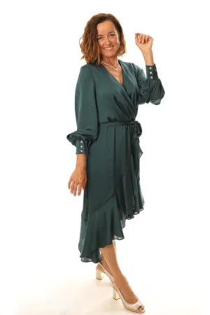 Elegant Silk Dress - Emerald - FL120