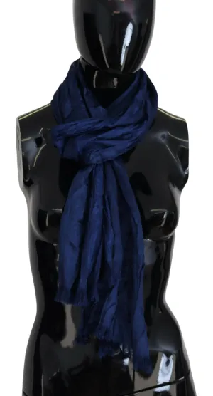 Elegant Silk Fringe Scarf in Chic Blue