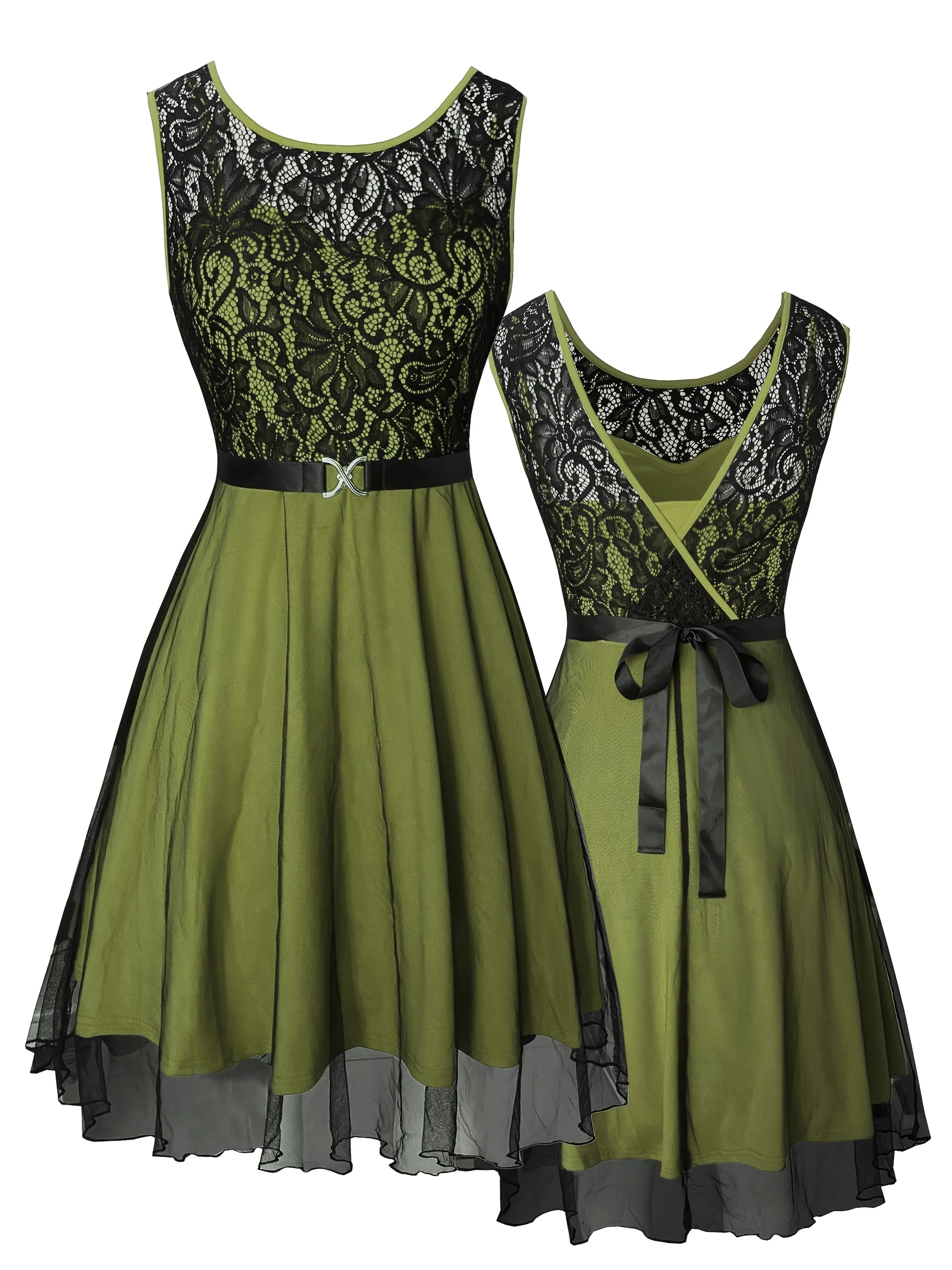 Elegant Vintage Lace Peplum Dress