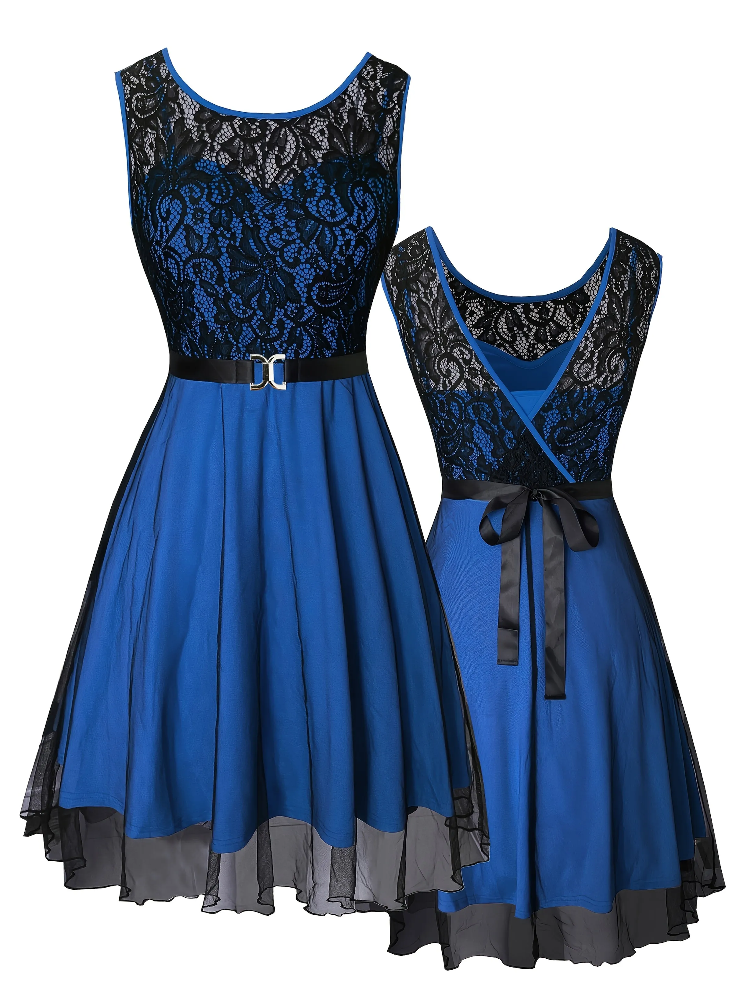 Elegant Vintage Lace Peplum Dress