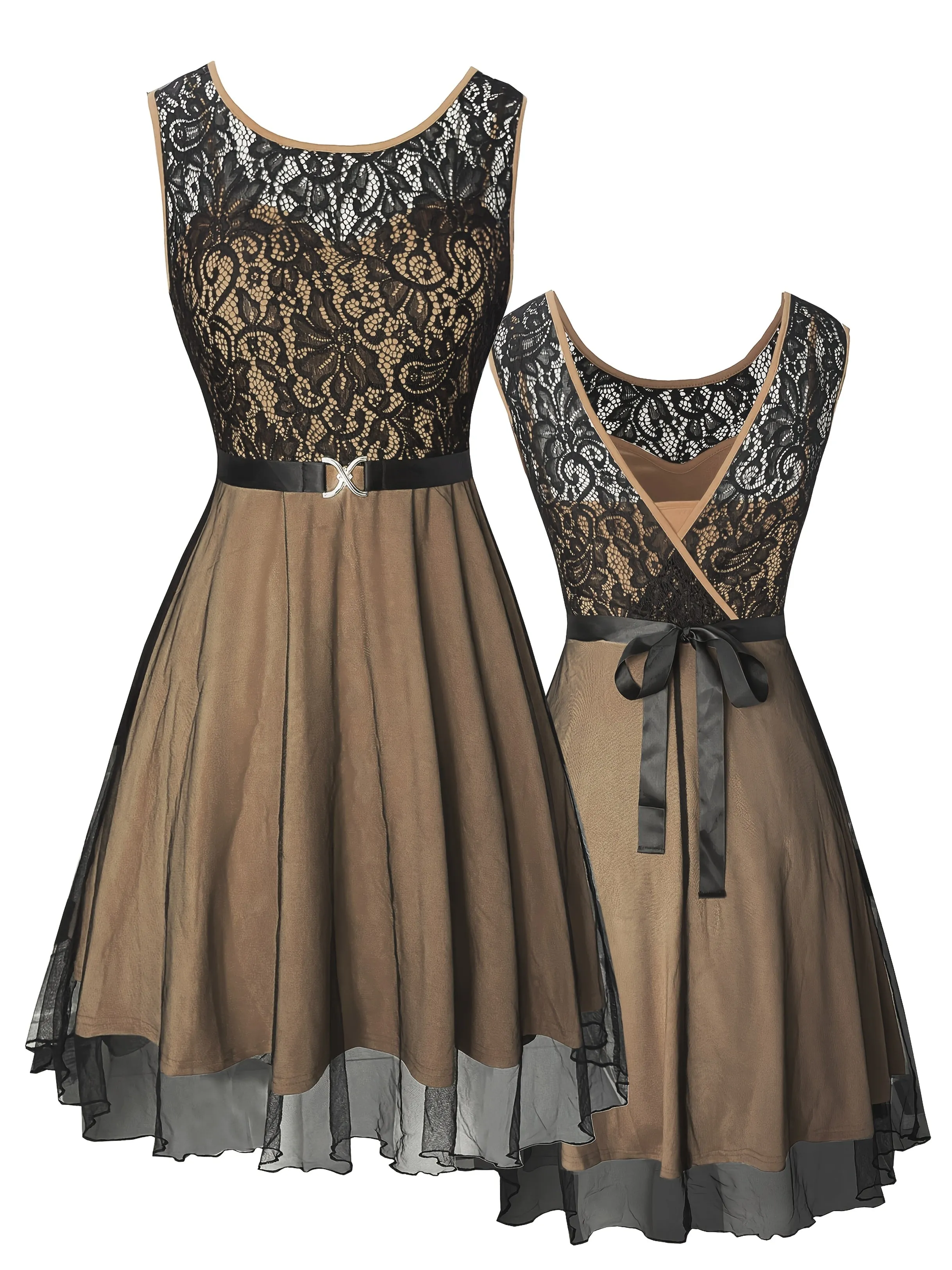 Elegant Vintage Lace Peplum Dress