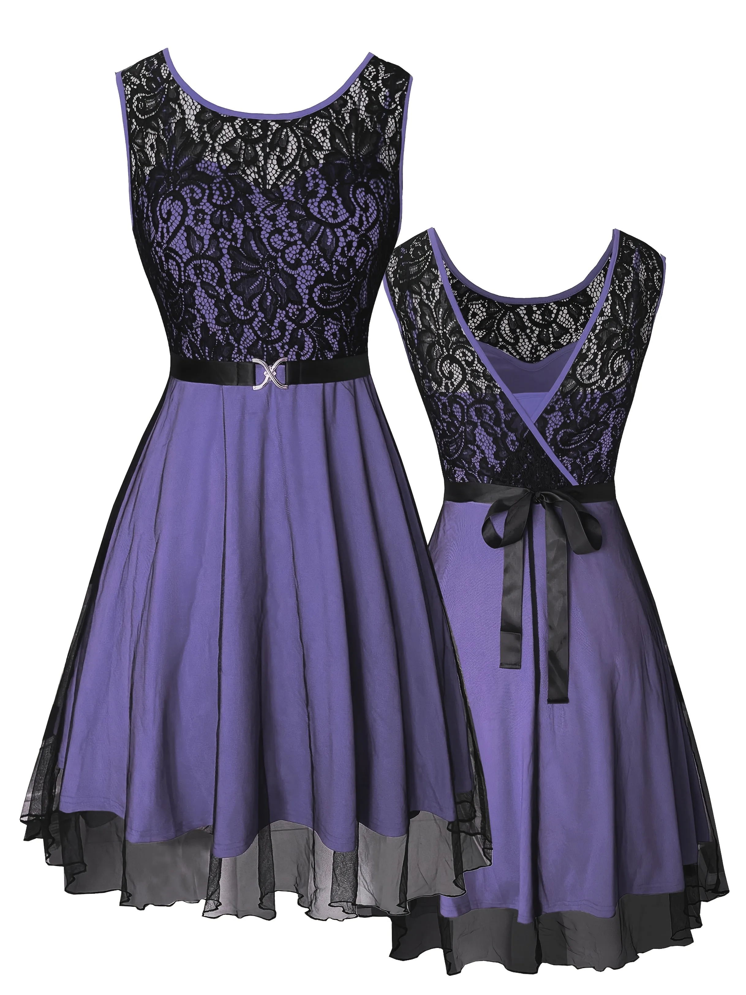 Elegant Vintage Lace Peplum Dress
