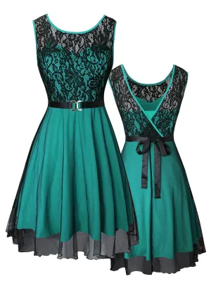 Elegant Vintage Lace Peplum Dress