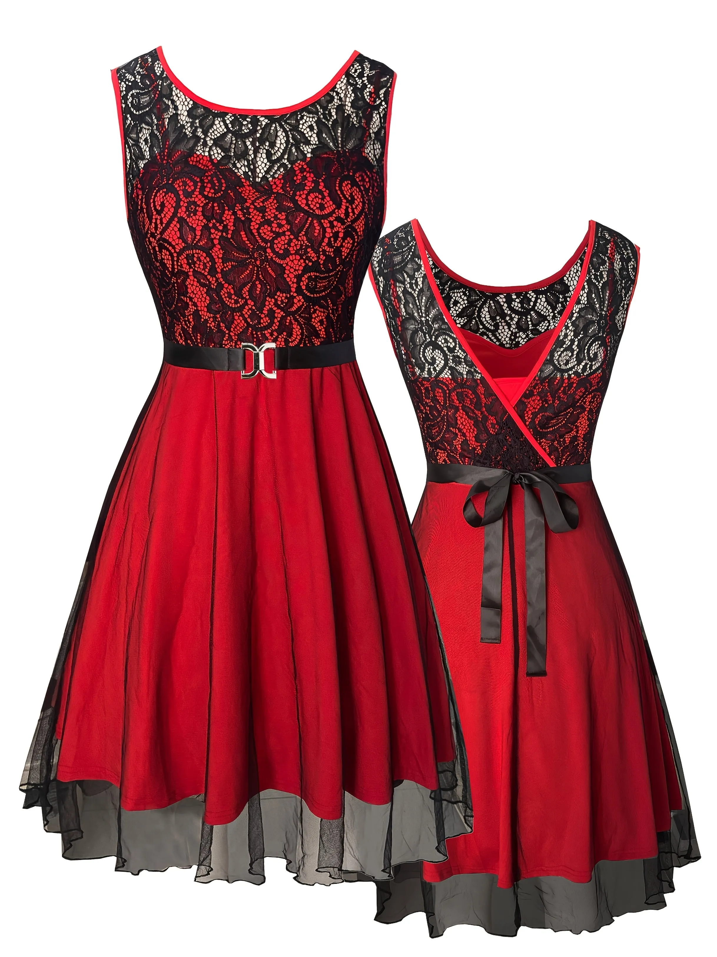 Elegant Vintage Lace Peplum Dress