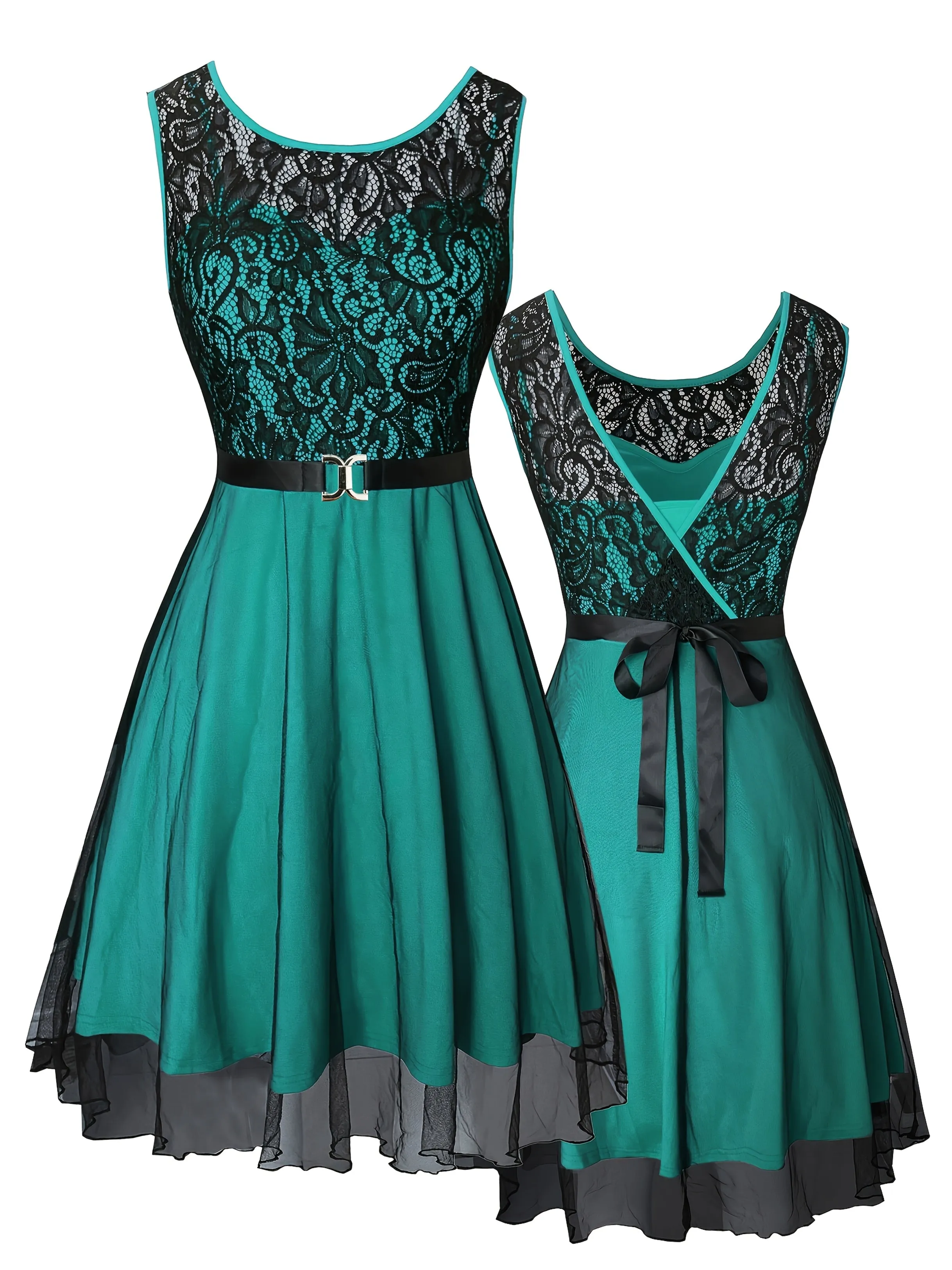 Elegant Vintage Lace Peplum Dress