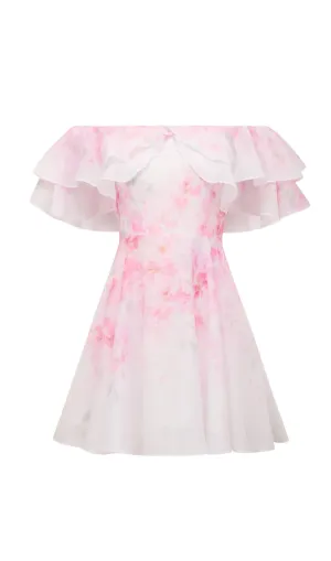 Ellie floral print Ruffle Mini dress in pink
