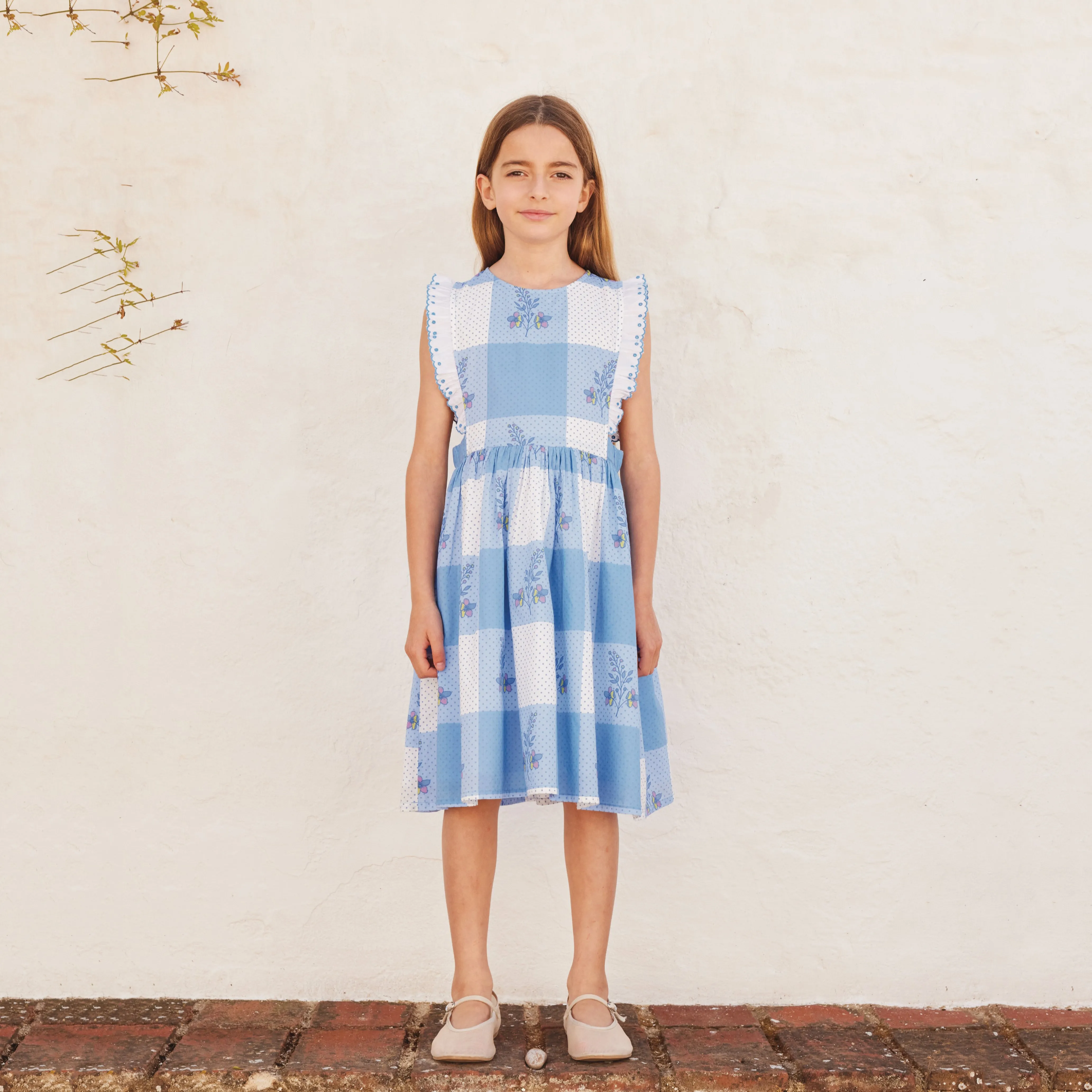 Elsa Apron Dress Atlantic Floral Dot