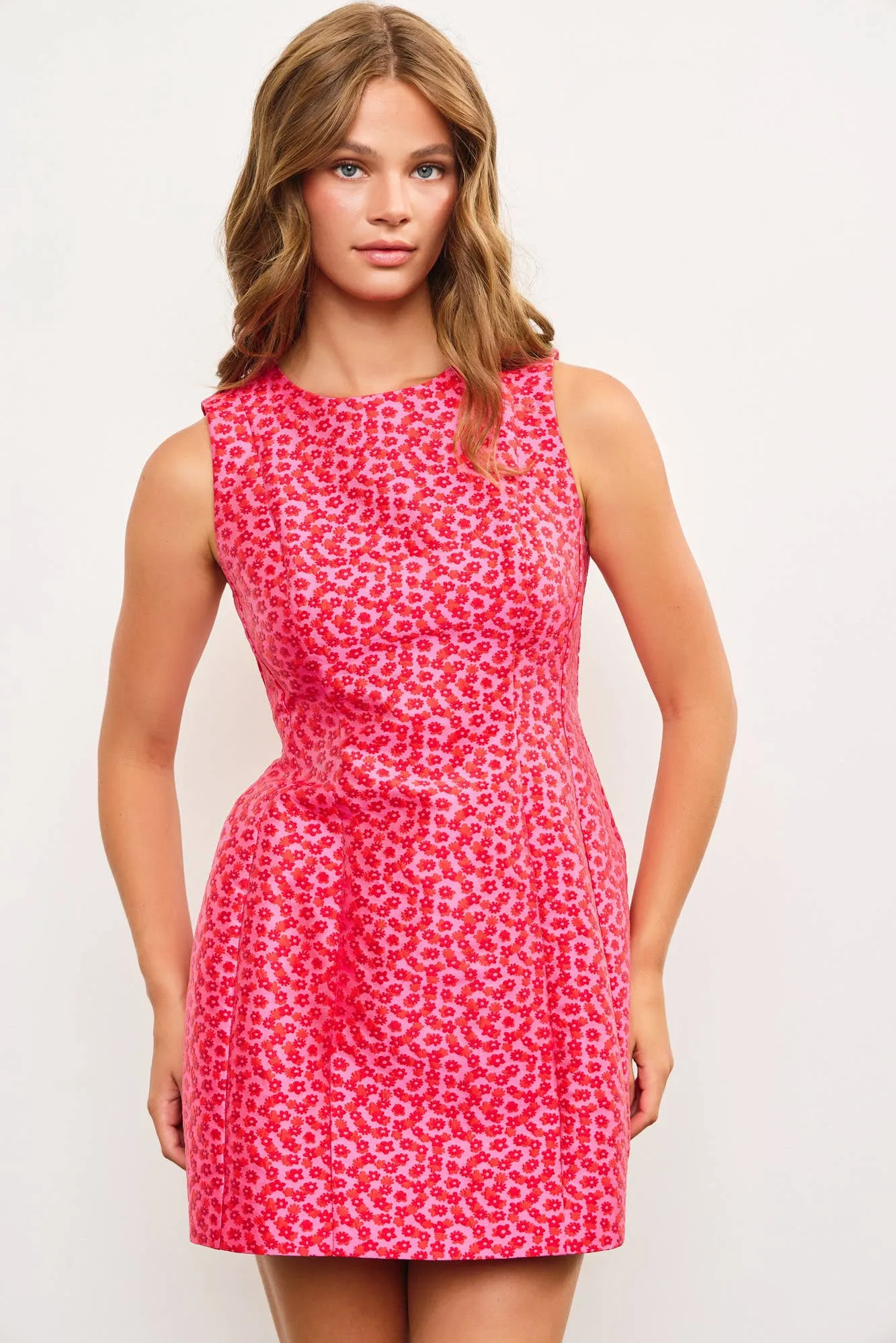 EMBO DIZZY FLORAL SLEEVELESS PRINCESS LINE DRESS