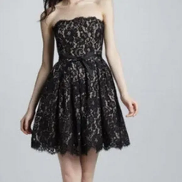 EUC - Neiman Marcus Strapless Lace Dress