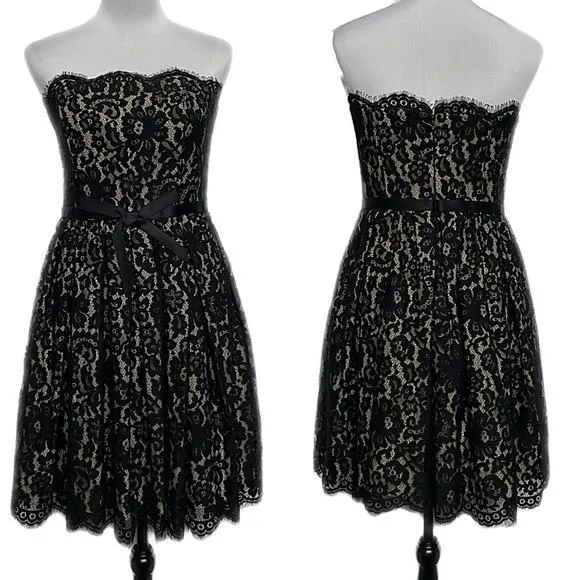 EUC - Neiman Marcus Strapless Lace Dress