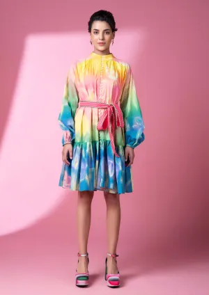 Evening bloom gathered dress