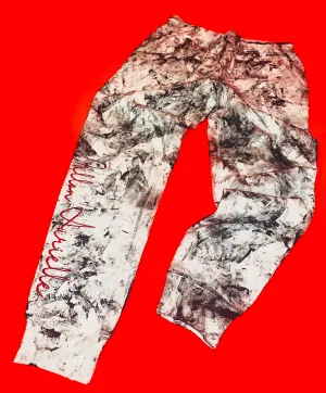 Fallon Aurielle Unisex Signature Chaos Joggers (White, Black & Red)