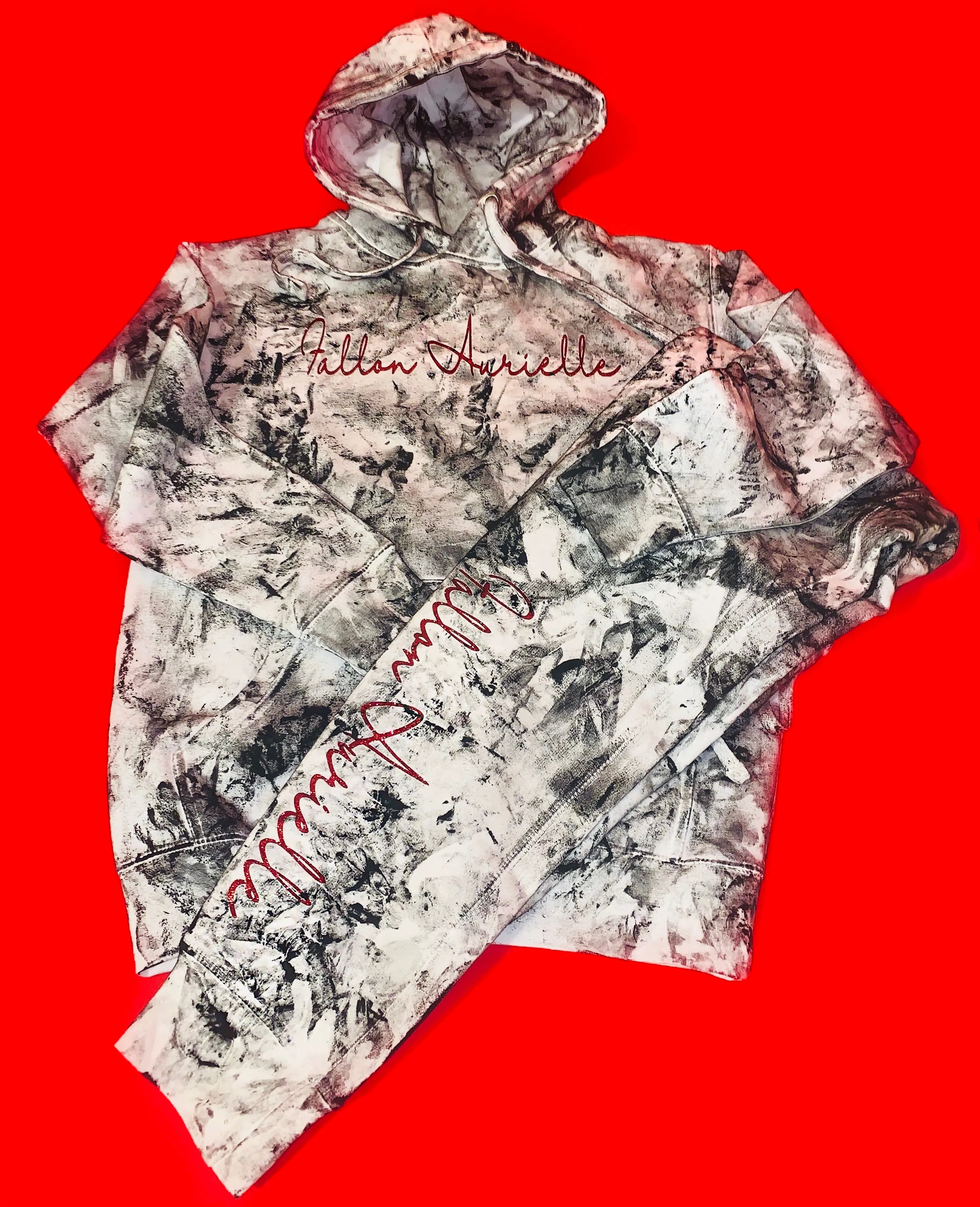 Fallon Aurielle Unisex Signature Chaos Joggers (White, Black & Red)