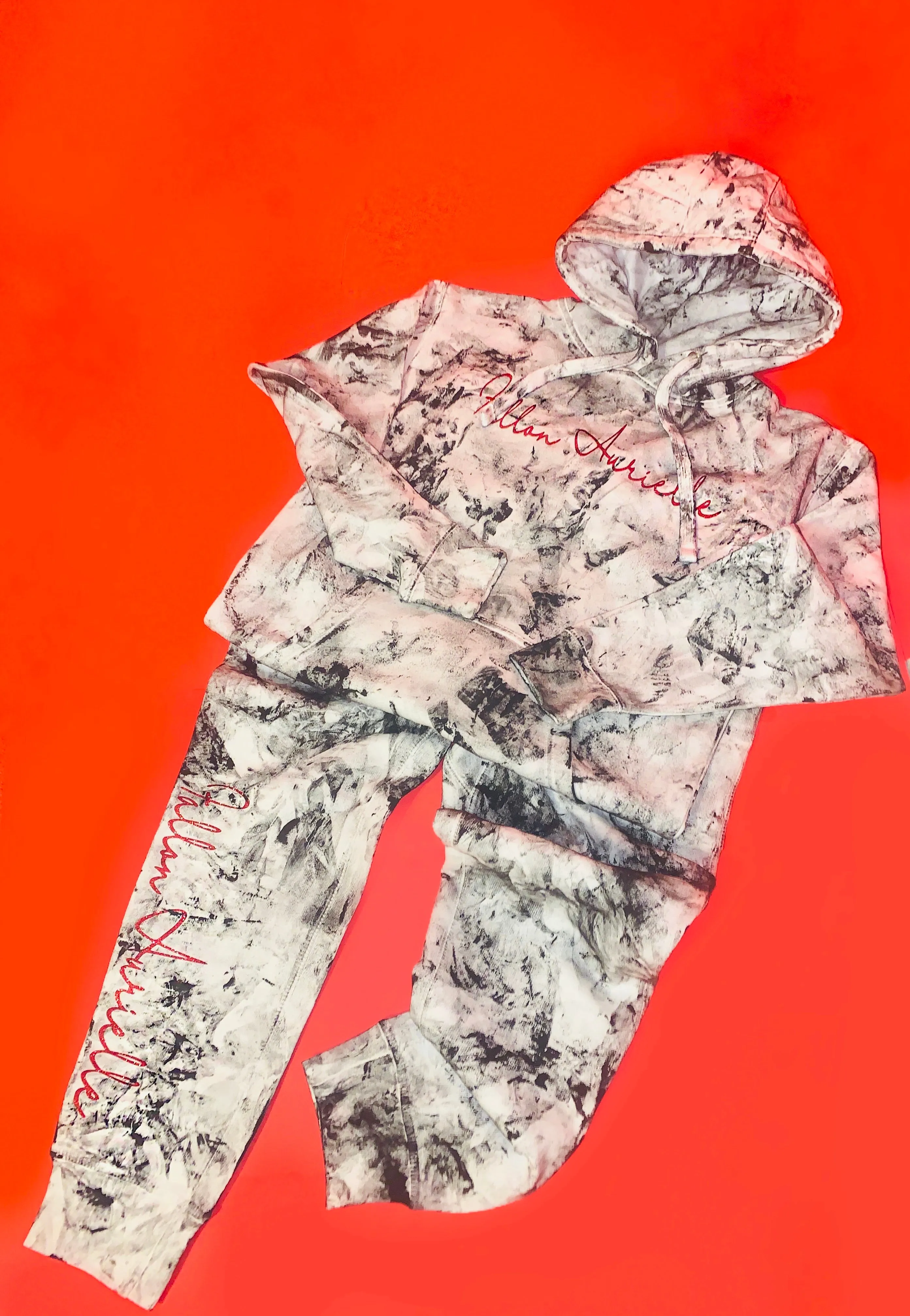 Fallon Aurielle Unisex Signature Chaos Joggers (White, Black & Red)