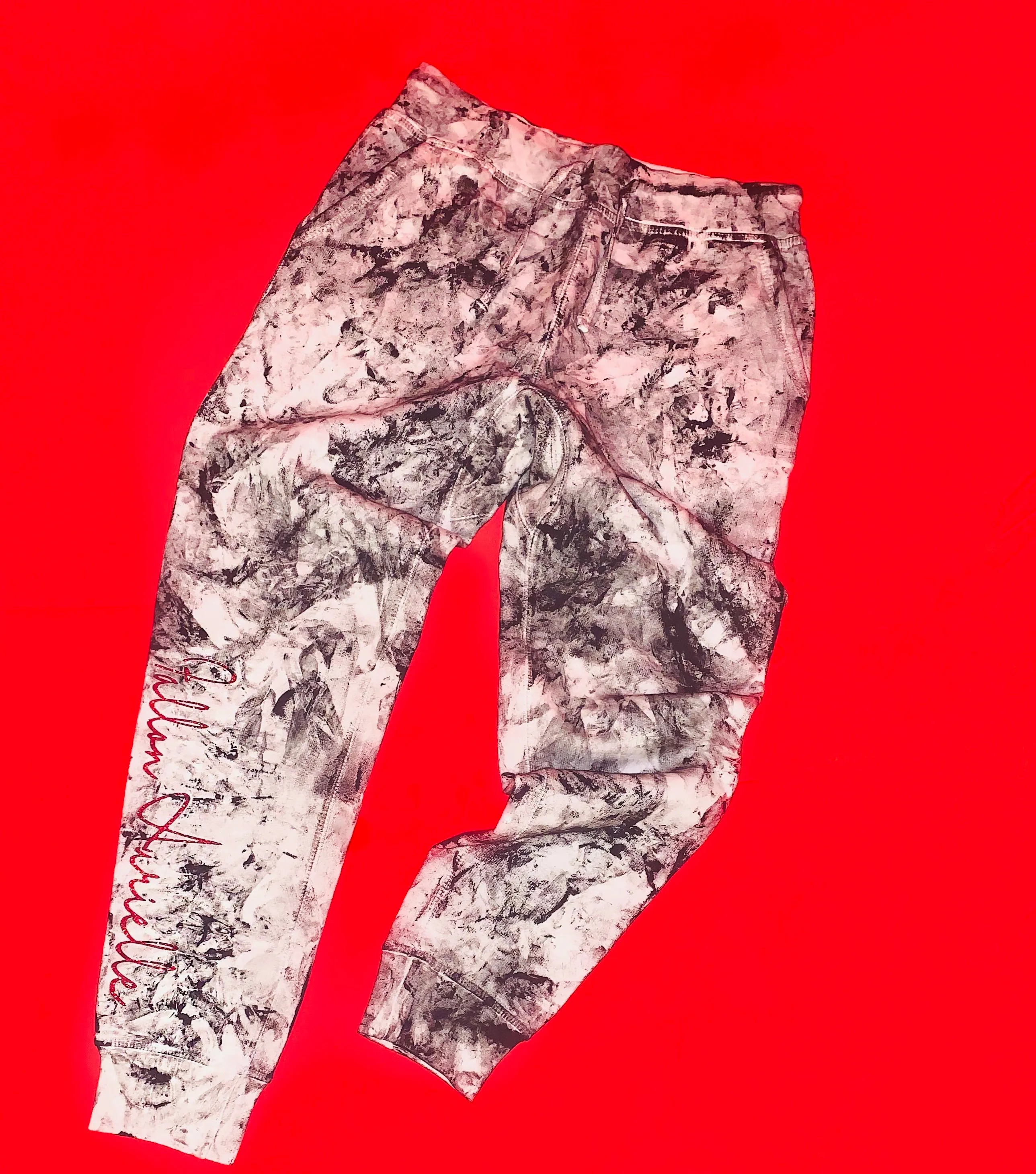 Fallon Aurielle Unisex Signature Chaos Joggers (White, Black & Red)