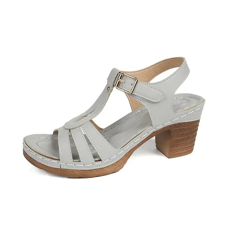 Fashionable Buckle Mid Block Heels