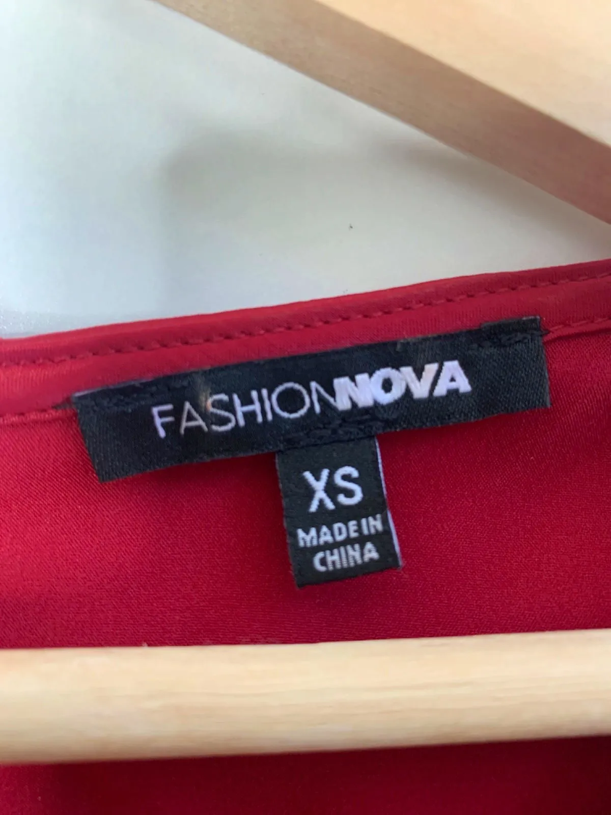 FashionNova Red Long Sleeve Deep V Neck Maxi Dress XS