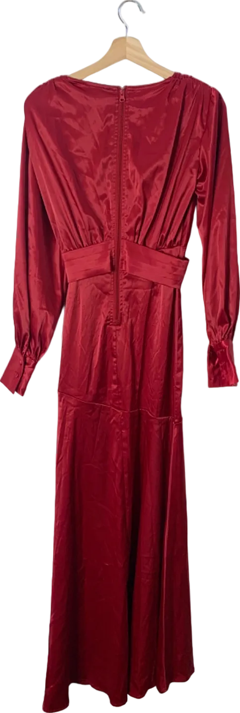 FashionNova Red Long Sleeve Deep V Neck Maxi Dress XS
