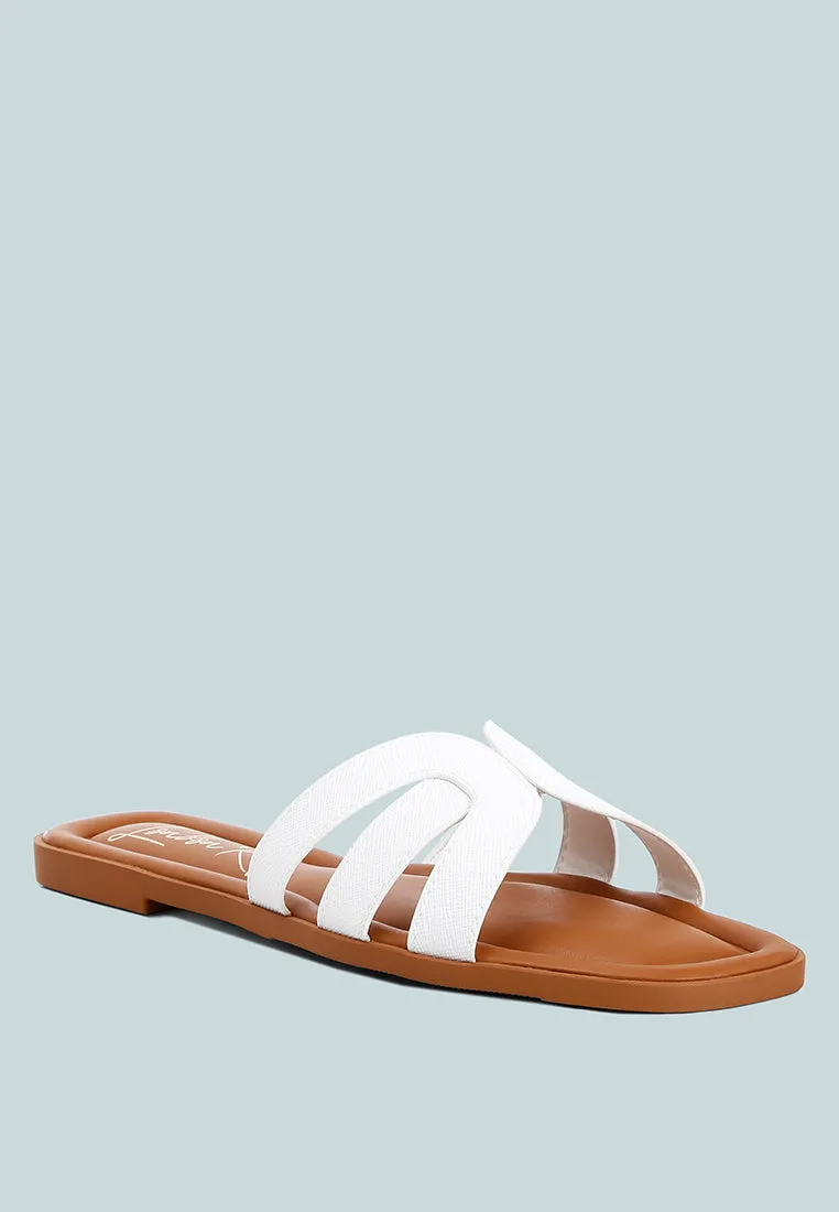 Faux Leather Flat Sandals By Ruw