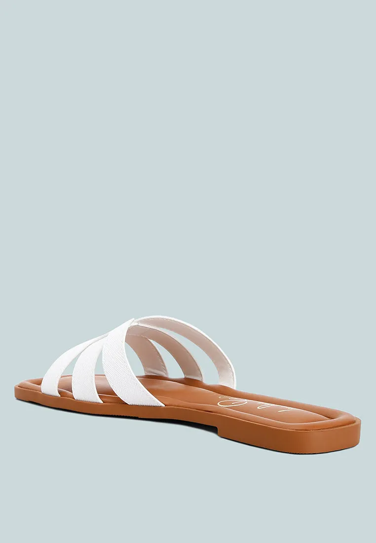 Faux Leather Flat Sandals By Ruw