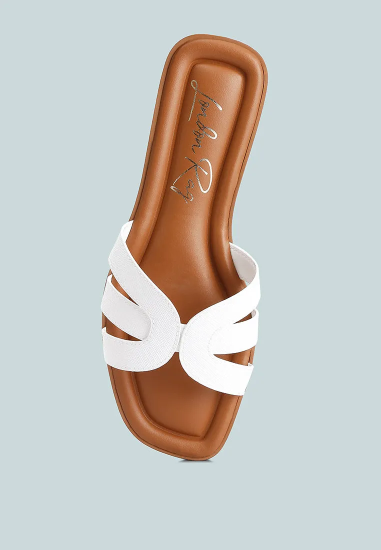 Faux Leather Flat Sandals By Ruw