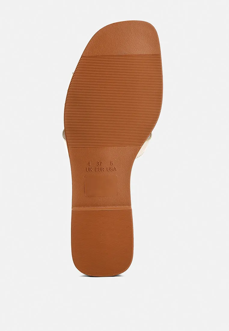 Faux Leather Flat Sandals By Ruw