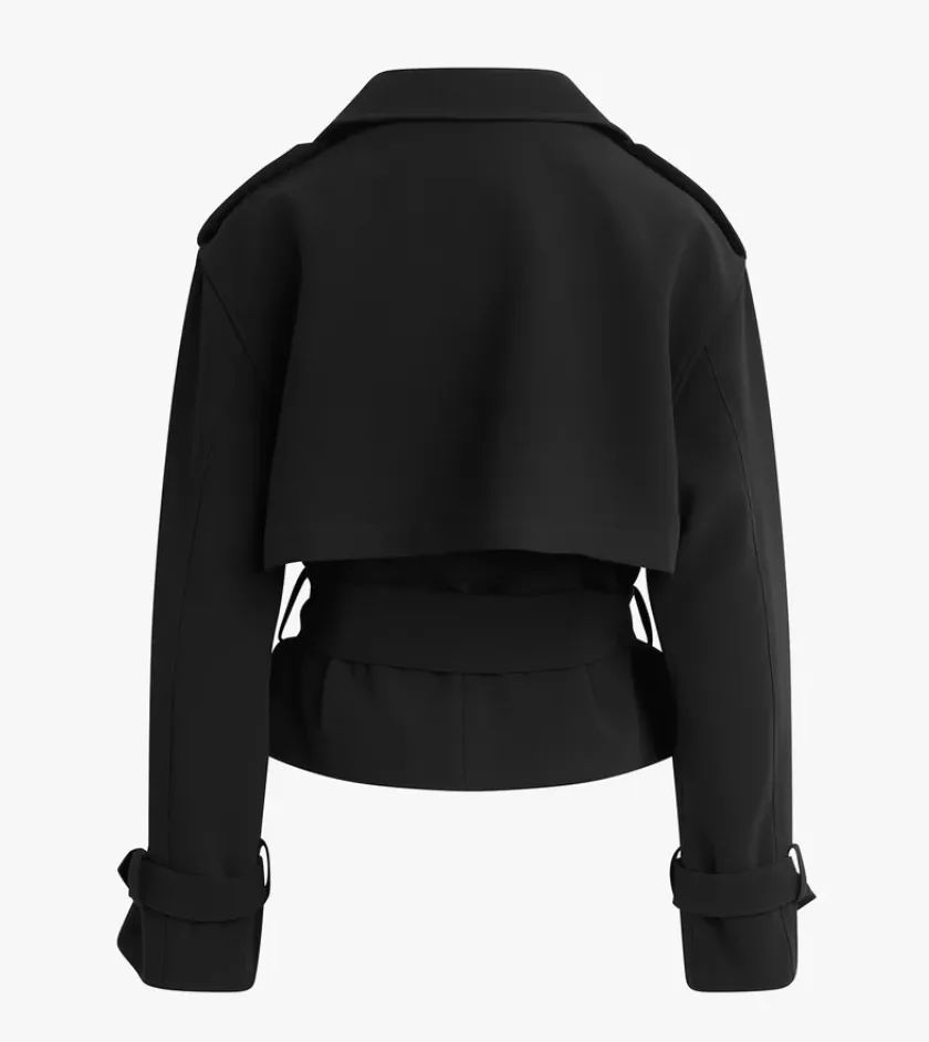 Favorite Daughter - The Charles Cropped Trench Jacket - Black