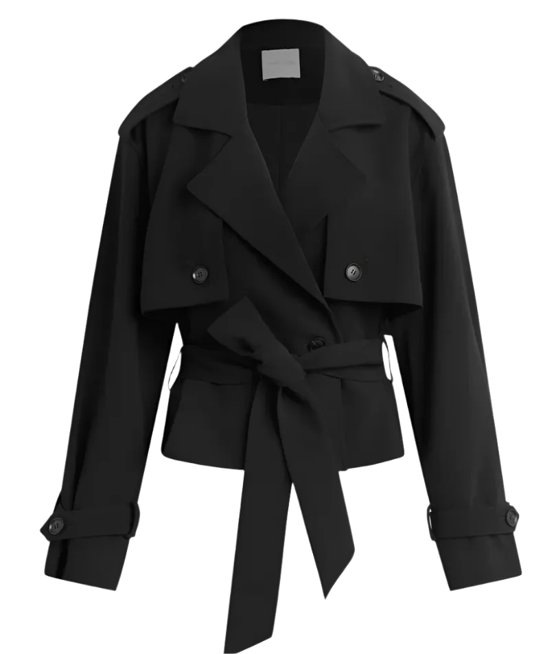 Favorite Daughter - The Charles Cropped Trench Jacket - Black