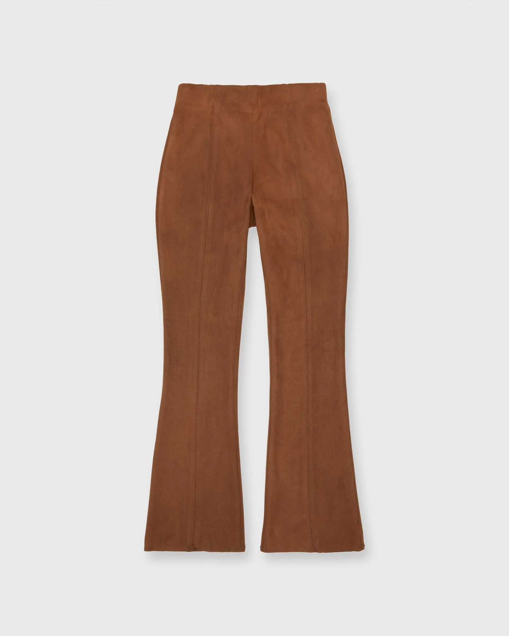 Faye Flare Cropped Pant - Cognac Vegan Suede