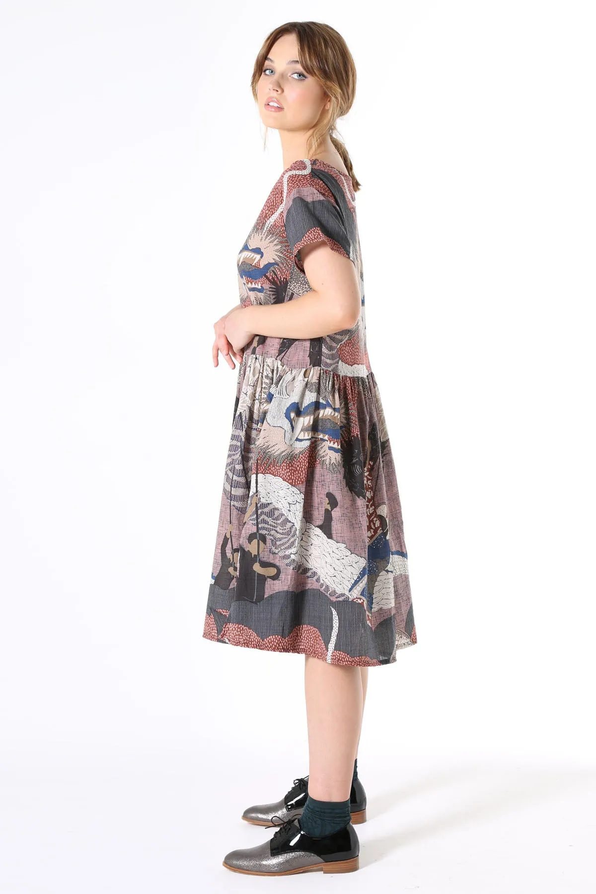 Festival Drop Waist Dress Pink in Seersucker