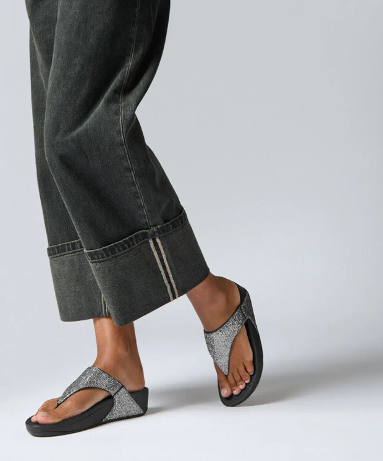 Fitflop Lulu Glitterball Toe Post Silver