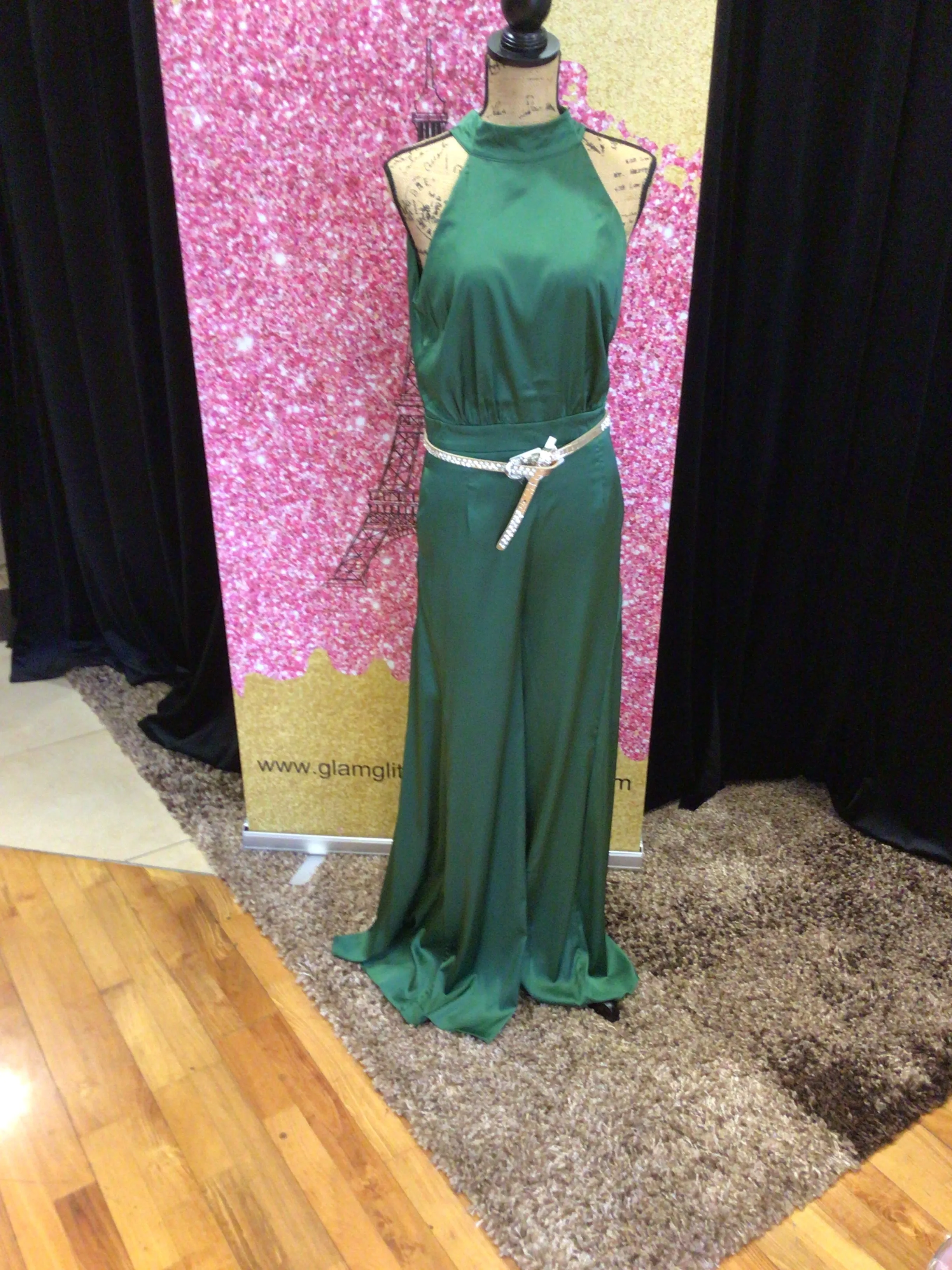 Flare legged halter jumpsuit