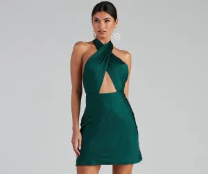 Flirtatious Flare Stylish Halter Skater Dress