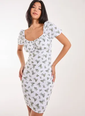 Floral Broderie Puff Sleeve Dress