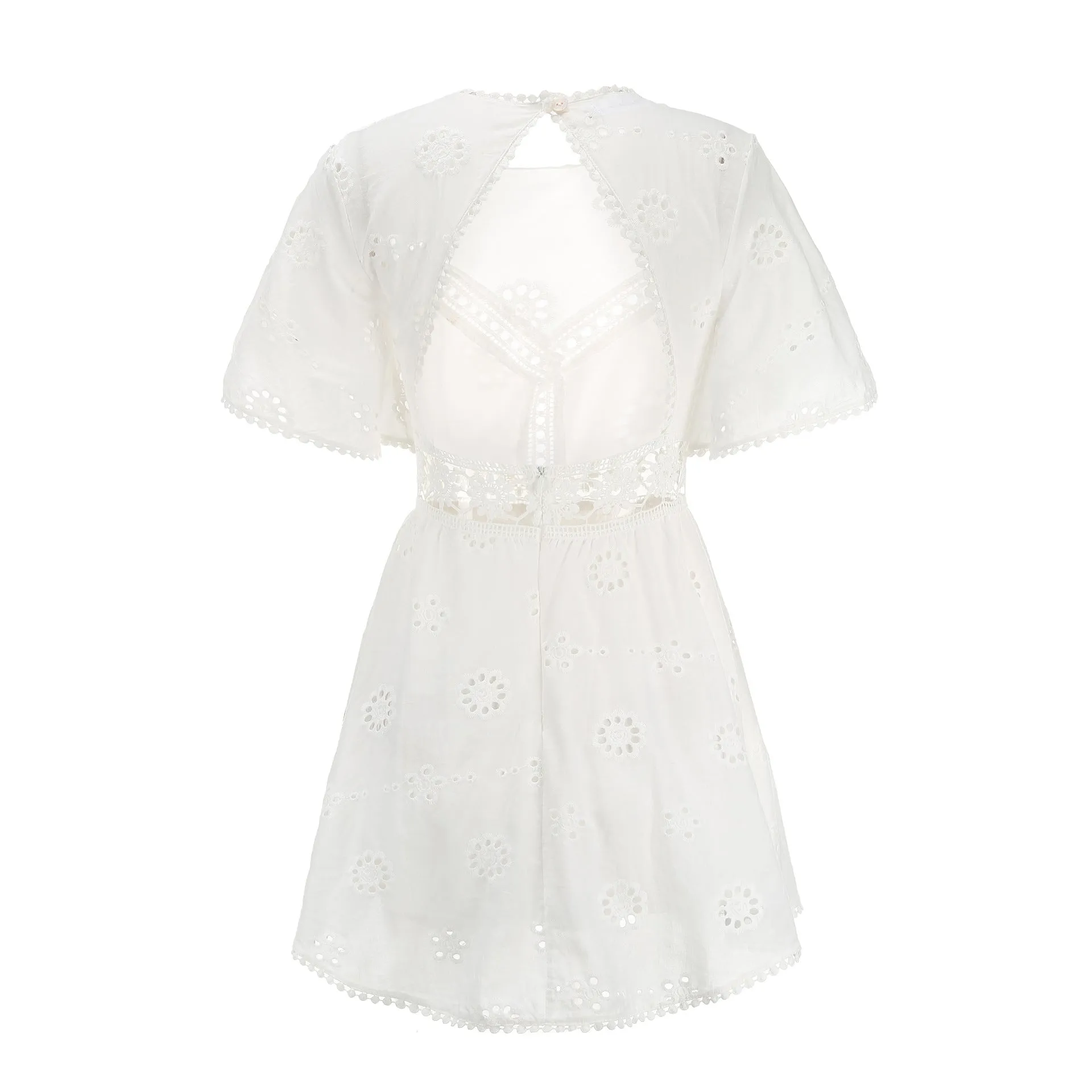 Floral Daisy Backless Ruffled Lace Mini Dresses